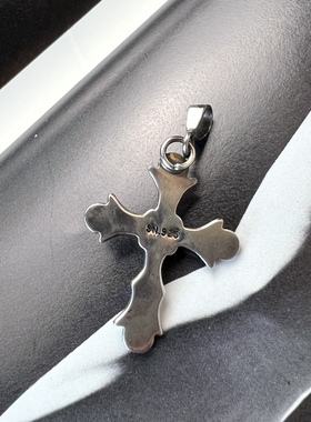 925纯银吊坠纯银十字架吊坠十字架项链欧美手工银饰古董首饰