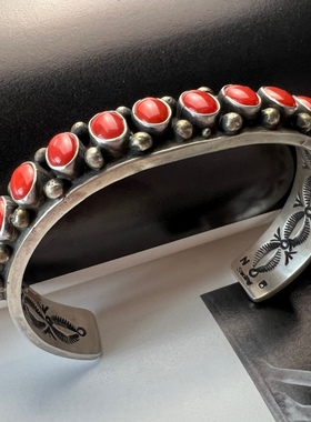 古董首饰手镯印第安纳瓦霍纯银