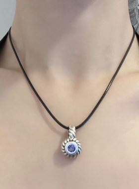 天然紫水晶925银吊坠古董首饰