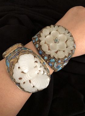 925纯银天然手镯新疆和田玉