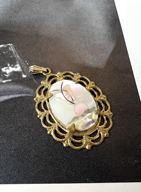 手绘珍珠母贝吊坠古董首饰