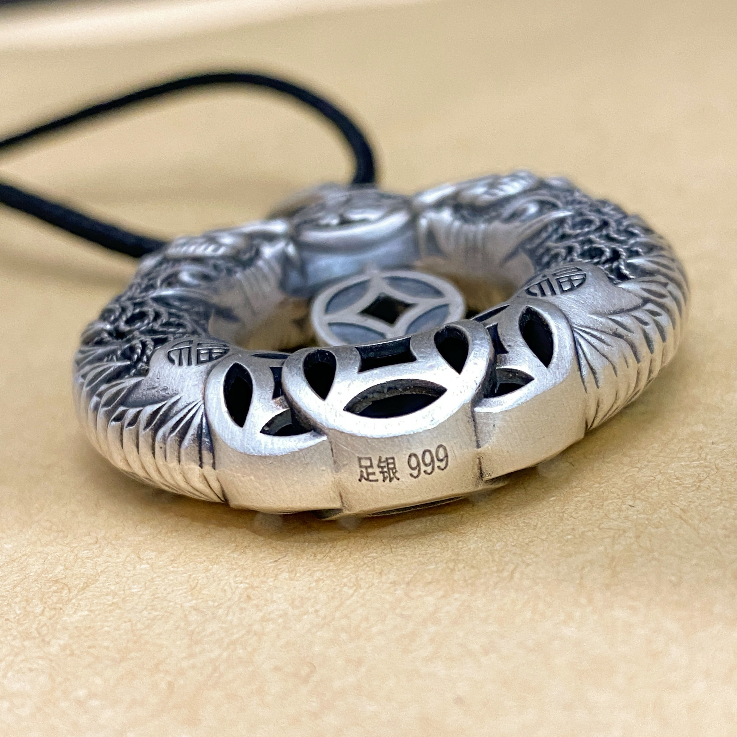 纯银999双龙平安扣吊坠复古民族风项链毛衣链男士女款银饰挂件,淘宝优惠券,粉丝福利购,淘宝优惠卷