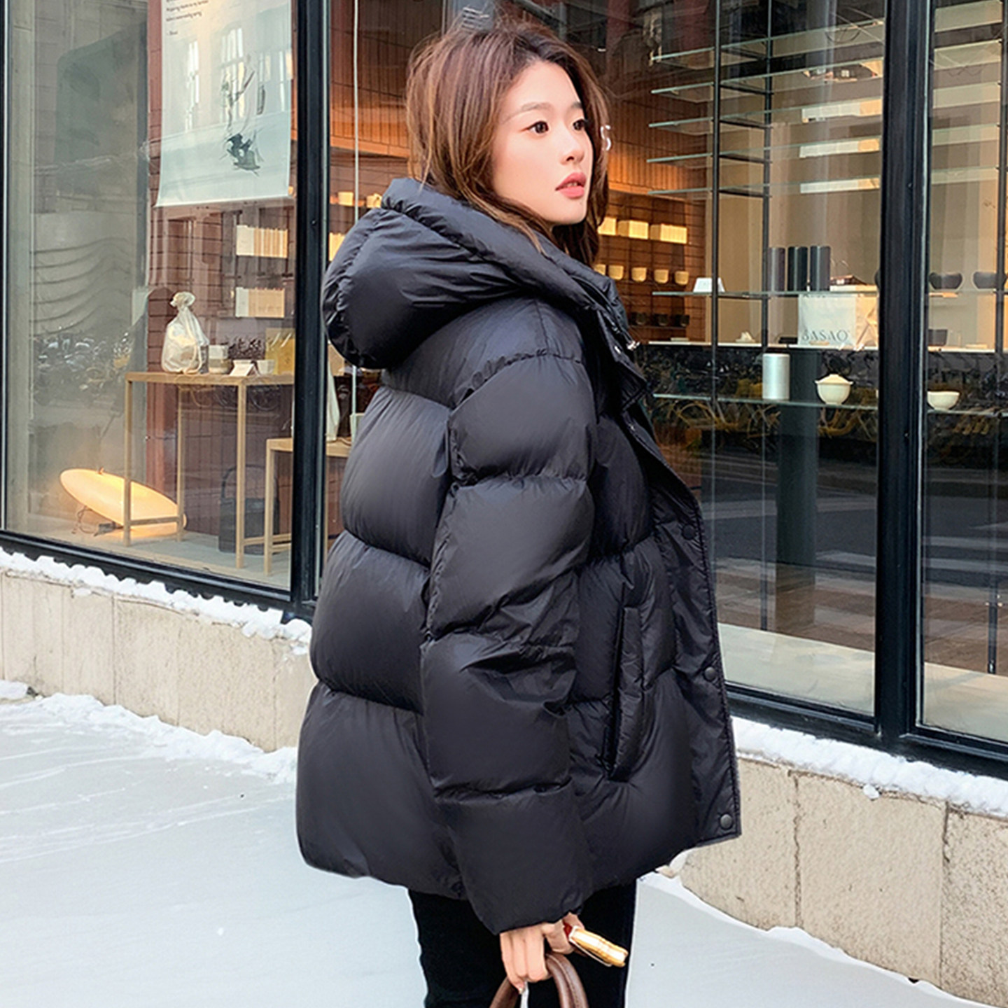 大码胖mm学院风黑色连帽棉服女冬季加厚面包服显瘦保暖棉衣外套潮,淘宝优惠券,粉丝福利购,淘宝优惠卷