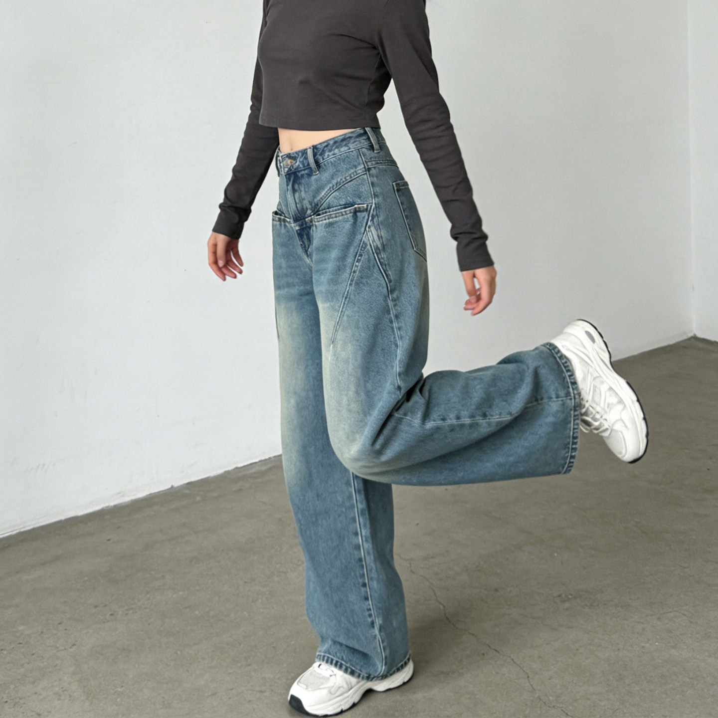 2026春季新款大码胖mm复古高腰阔腿牛仔裤女水洗垂感显瘦拖地裤子,淘宝优惠券,粉丝福利购,淘宝优惠卷