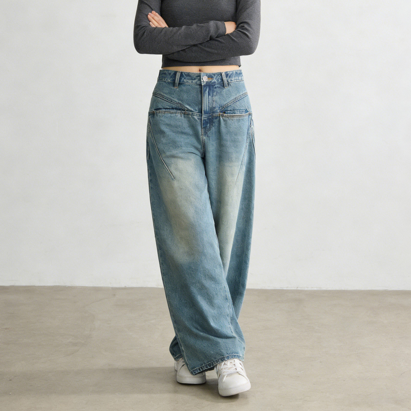 2026春季新款大码胖mm复古高腰阔腿牛仔裤女水洗垂感显瘦拖地裤子,淘宝优惠券,粉丝福利购,淘宝优惠卷