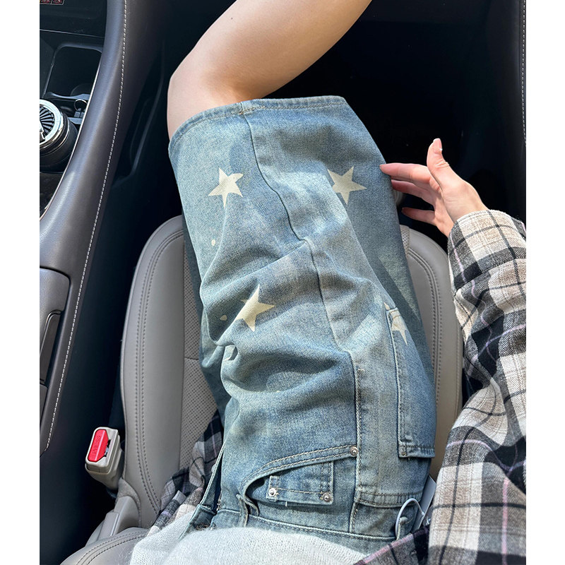 300斤胖mm大码女装复古星星印花牛仔短裤女宽松百搭阔腿五分裤子,淘宝优惠券,粉丝福利购,淘宝优惠卷