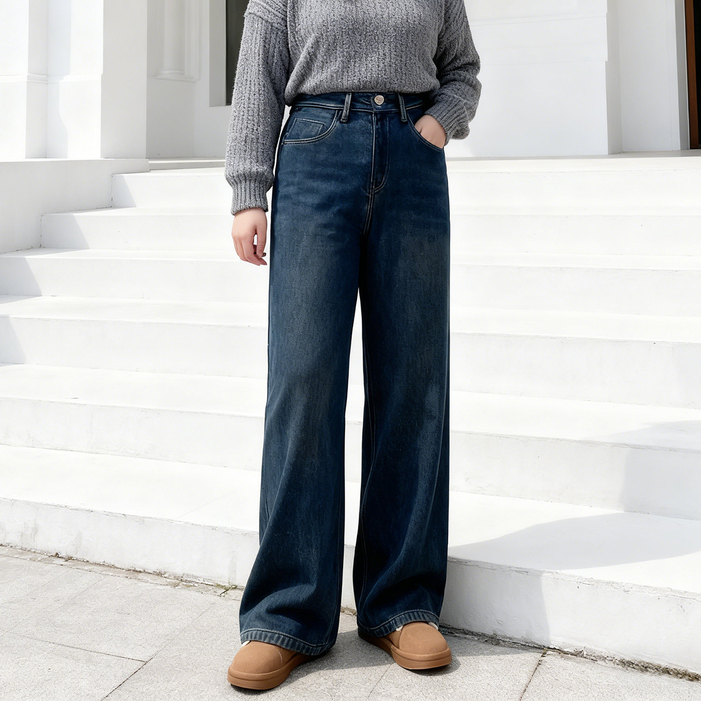 大码女装胖mm加绒牛仔裤女直筒宽松拖地宽松显瘦加厚保暖阔腿裤子,淘宝优惠券,粉丝福利购,淘宝优惠卷