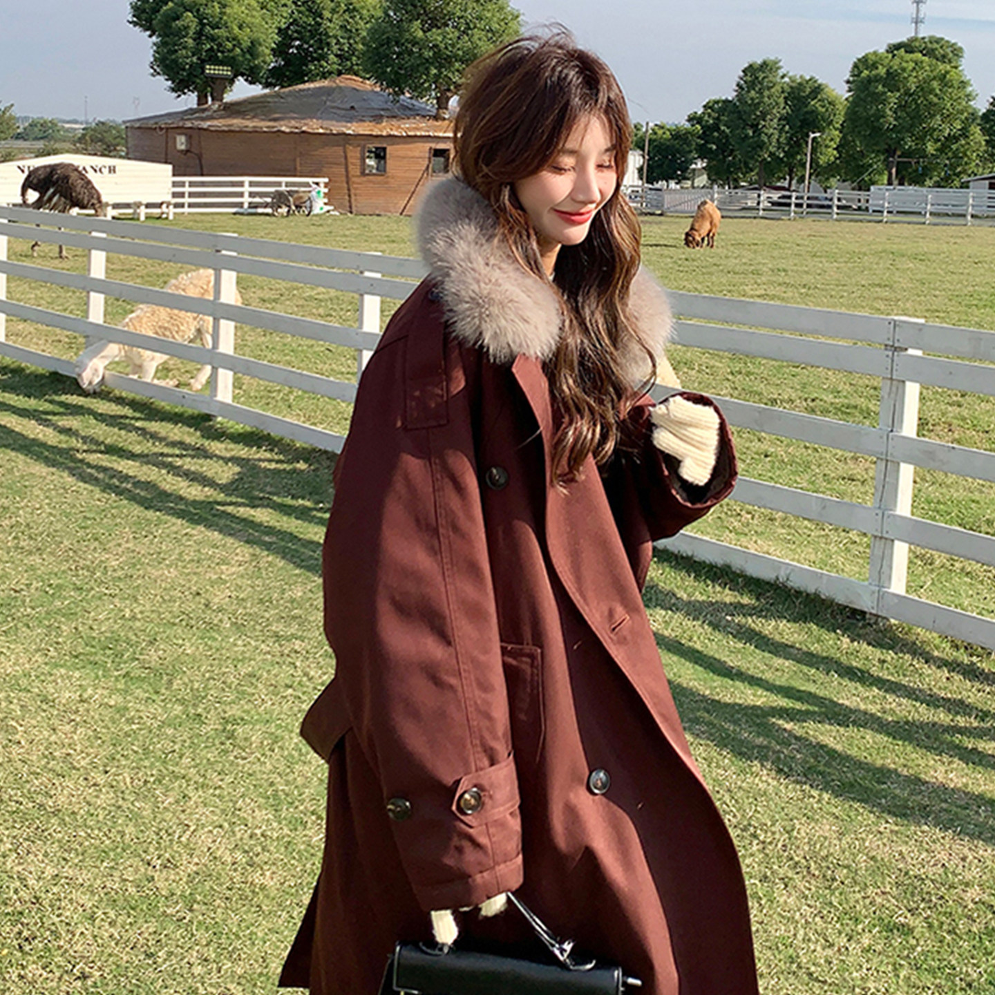 大码胖mm学院风毛领派克服女中长款加绒加厚宽松保暖棉服风衣外套,淘宝优惠券,粉丝福利购,淘宝优惠卷