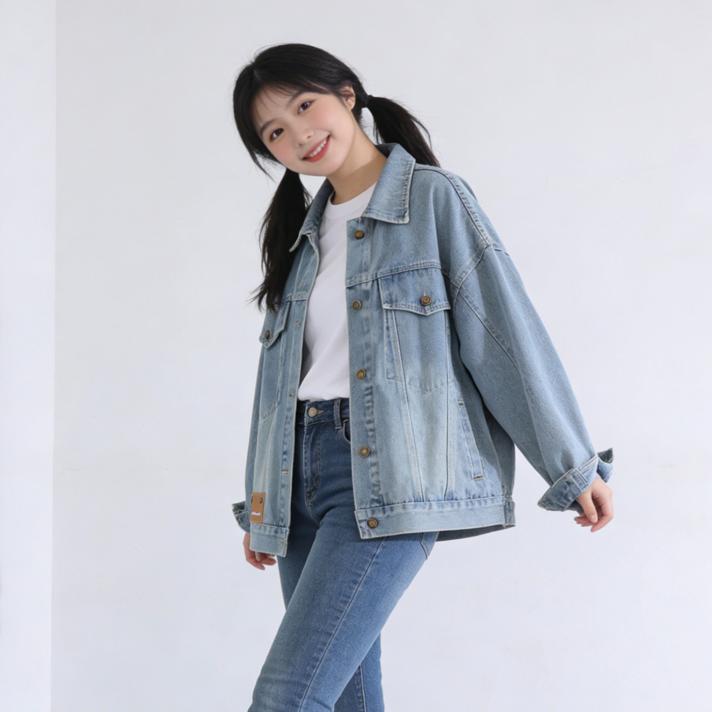 2026春季大码胖mm学院风复古牛仔外套女宽松显瘦翻领百搭休闲夹克,淘宝优惠券,粉丝福利购,淘宝优惠卷