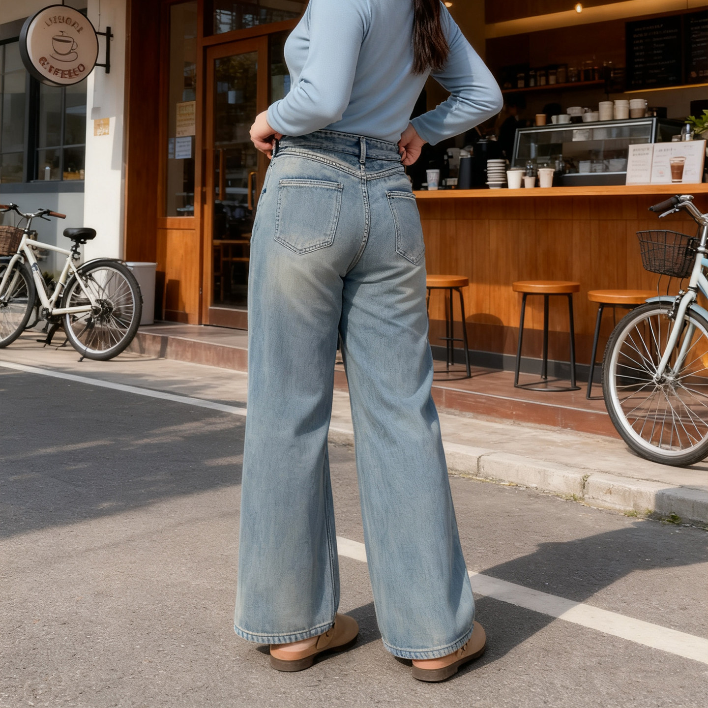 大码女装胖mm水洗垂感加绒加厚牛仔阔腿裤女高腰直筒宽松拖地裤子,淘宝优惠券,粉丝福利购,淘宝优惠卷