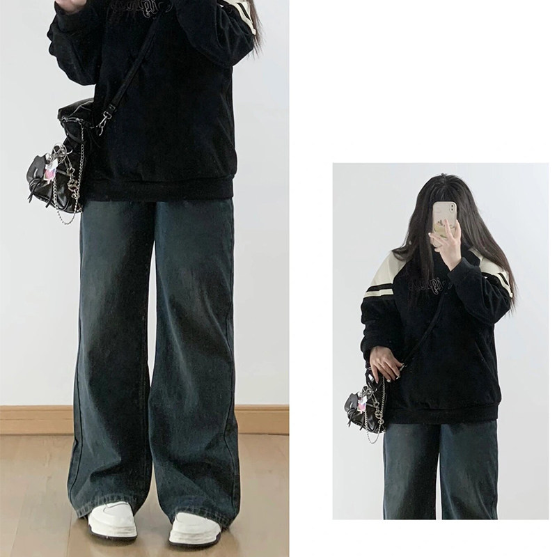 2-300斤大码胖mm美式复古高腰牛仔裤女宽松显瘦加肥加大阔腿裤子,淘宝优惠券,粉丝福利购,淘宝优惠卷