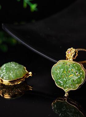 气质碧玉嘎吊坠花丝国风乌