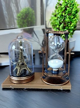 欧式复古旋转沙漏发光铁塔小夜灯床头灯装饰摆件沙漏工艺礼品礼物