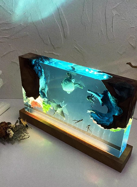 海洋大海龟翻车鱼魔鬼鱼潜水员章鱼摆件家居饰品小夜灯氛围灯礼物