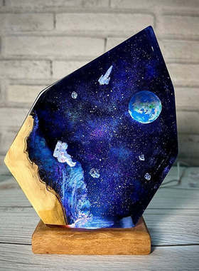 星空宇航员宇宙飞船银河树脂星际航行小夜灯床头灯氛围灯摆件礼物