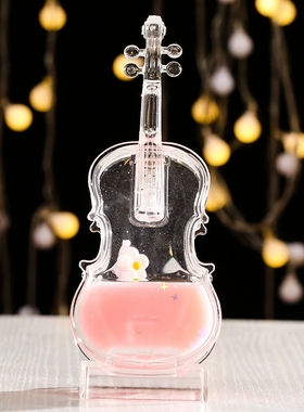 大提琴造型漂浮沙漏摆件南瓜车创意油滴水滴油漏笔插液体流沙玩具