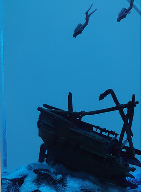 海底世界景观潜水员探险寻宝沉船宝船财宝小夜灯床头灯氛围灯摆件