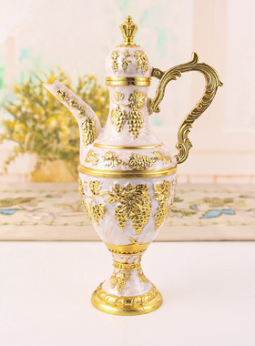 欧式金属酒具套装创意复古白酒壶分酒器精美酒杯结婚礼品装饰摆件