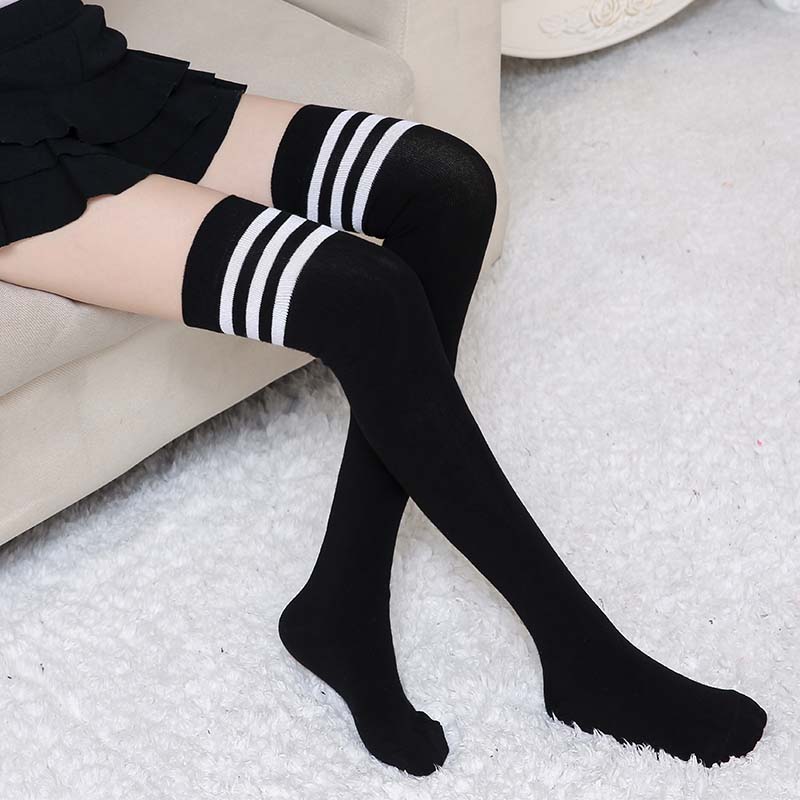 长筒袜女春秋款高筒硅胶防滑过膝袜纯棉日系长袜ins潮jk哑光显瘦 - 图0