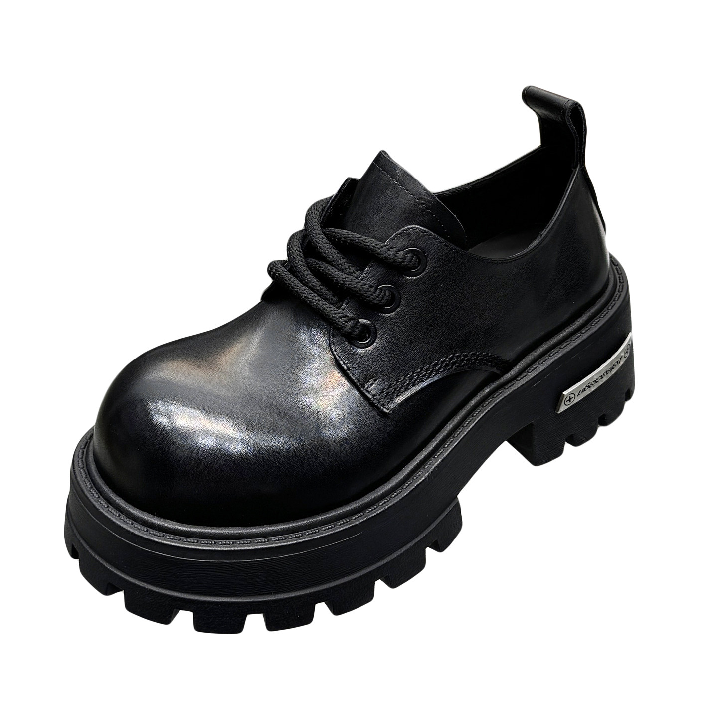 胎牛皮厚底增高小皮鞋女2025秋冬新款英伦风大头鞋系带单鞋乐福鞋,淘宝优惠券,粉丝福利购,淘宝优惠卷