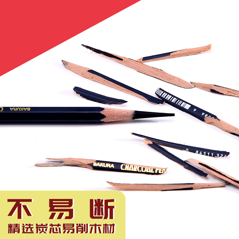 日本樱花炭笔正品Sakura软性素描炭笔美术生专用专业速写软炭笔特软铅笔画画工具炭笔特软速写软中硬绘画套装,淘宝优惠券,粉丝福利购,淘宝优惠卷