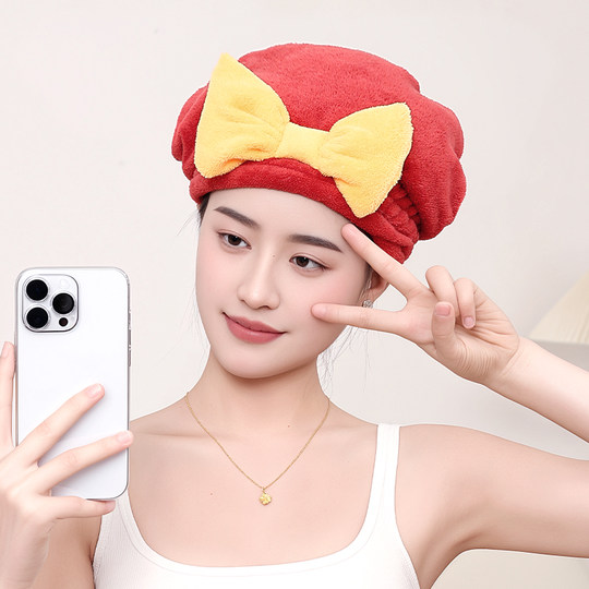 Cute hair drying towel, hair washing shower cap, women's turban