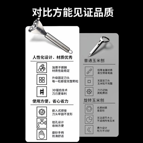 厨房玉米剥离神器加厚不锈钢玉米刨家用剥玉米手动削鲜玉米脱粒器 - 图1