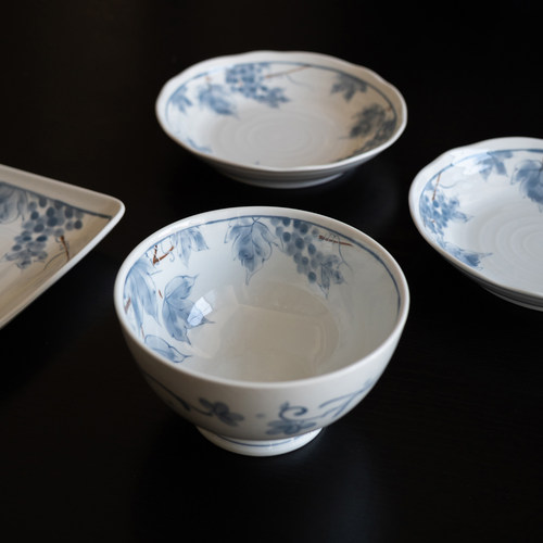 半村 新中式陶瓷葡萄系列餐具 家用米饭碗碟盘子 长盘 釉下彩菜盘 - 图2