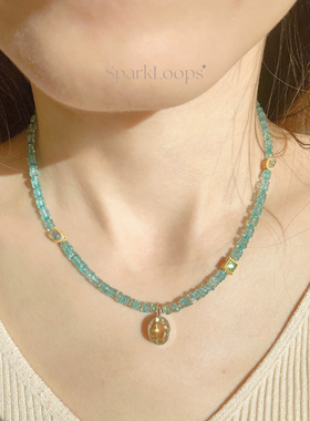 SparkLoops 图恩湖 印度进口磷灰石/黄水晶/托帕石/碧玺项链/颈链