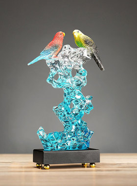 中式太湖石摆件喜鹊喜上枝头摆件