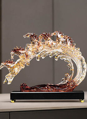 轻奢风生水起马摆件礼物