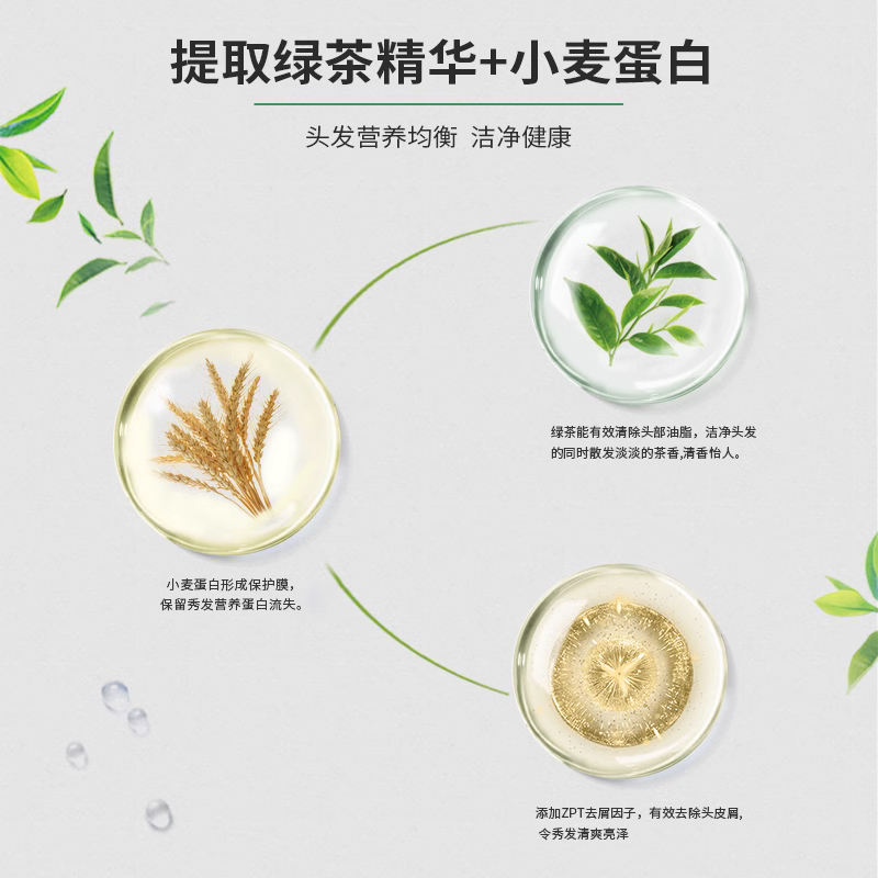 匠人茶语去屑洗发露深层清洁洗发水洗头膏家庭装绿茶香持久留香-图1