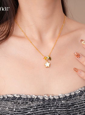 红色双面贝母葫芦吊坠项链秋冬轻奢小众高级感气质新年喜庆毛衣链