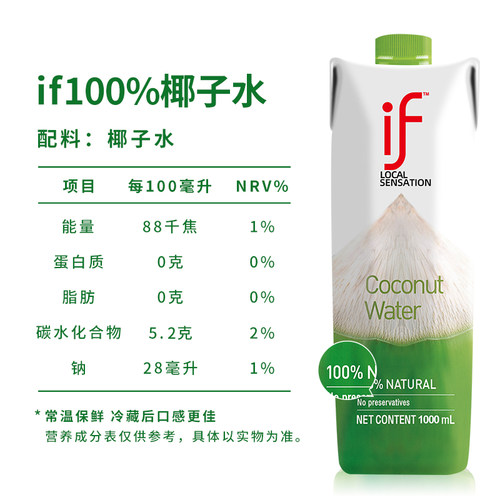 If椰子水1L*2瓶纯椰汁1000ml大瓶350ML泰国进口椰汁0添加果汁饮料 - 图1