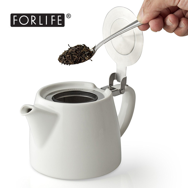 美国FORLIFE桩树人家无铅彩色陶瓷壶耐热茶壶不锈钢过滤茶壶530ml - 图3