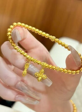 金店同款沙金女高级感手饰黄金色手串精致百搭金刚杵葫芦手链女士