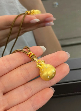 金店同款沙金仿真金拉丝福袋吊坠女款轻奢高级感项链送女友礼物