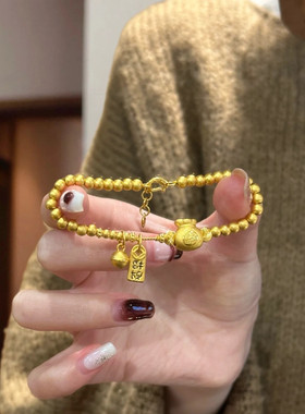 金店同款沙金仿真金六字真言手链女款轻奢高级感手串送女友礼物
