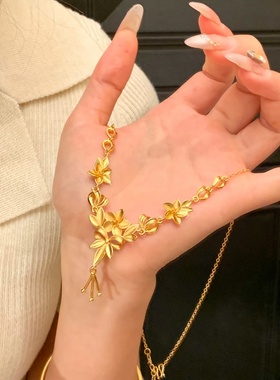金店同款沙金仿真繁花似锦流苏项链女款幸福之花黄金色婚嫁结婚