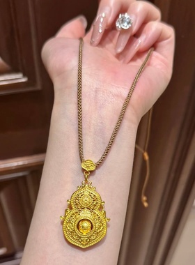 金店同款沙金仿真金人生四美葫芦吊坠女款轻奢高级感项链送女友