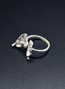 蝴蝶戒指轻奢可调节开口戒女