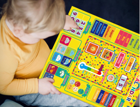 大号儿童拼图玩具英文天气日历磁性板时间心情认知益智英语教具