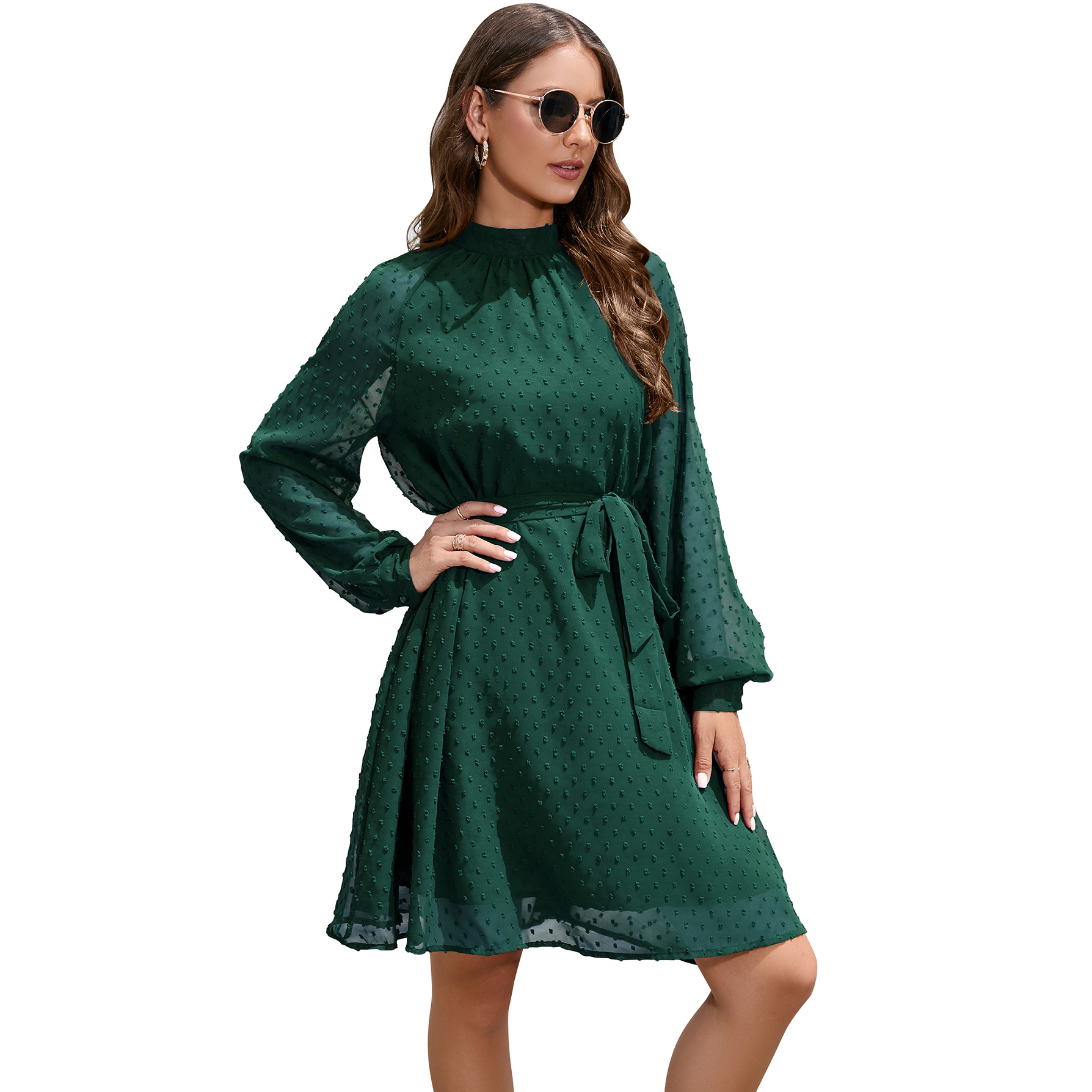 Women INS Wedding Guest Dress Long Dress Long Sleeve Elegant - 图0