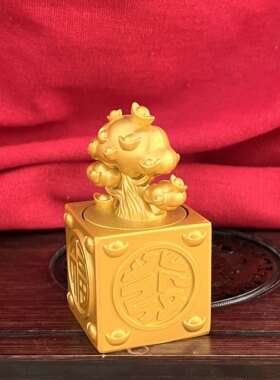 玉玺招财树金色360°旋转摆件