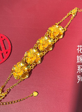 越南沙花朵项链久不掉色轻奢女百搭手链仿金饰品热销配饰新品