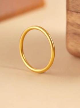 2025新款沙金素圈磨砂戒指古法对戒指环久不掉色小众百搭简约素戒