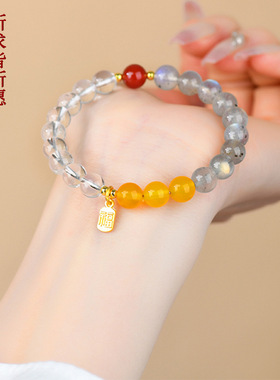 女士五行三合手链补金木水火土十二生肖平衡能量磁场水晶手串饰品