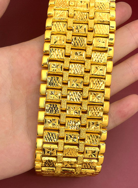 2025男士仿金大手表链摆地摊老板手链板型45mm宽夸张男款喷砂手串