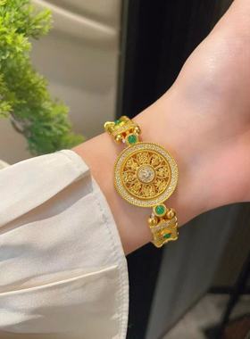 2025新款女士灵动八宝罗盘金色手链双扣手表链时尚复古国奢华手环