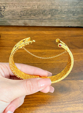 女款国潮珐琅蕙质兰心卡扣手镯高级感中式手环时尚手饰合金宫廷风